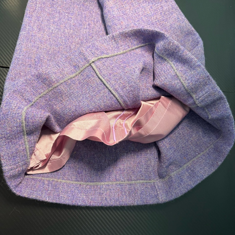 Vintage Avoca Handweavers Ireland Purple Wool  Skirt Pink Satin Lined Sz S - Picture 11 of 11